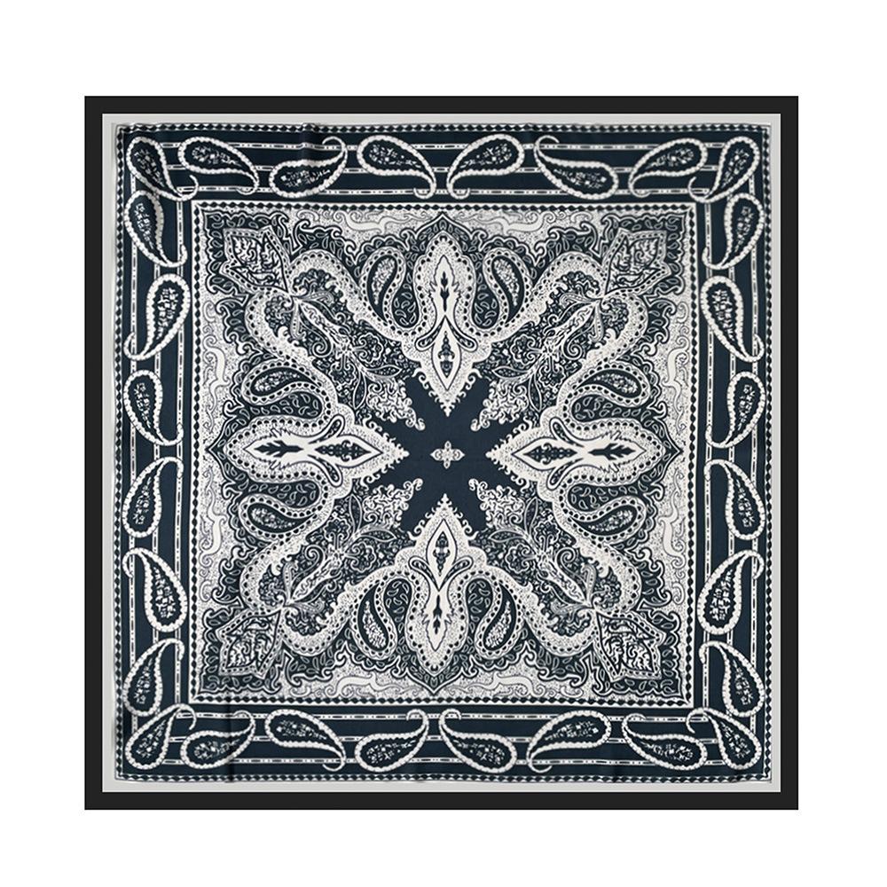 Simulation Silk 71 Retro Small Square Scarf Women's Cashew Flower Black Silk Scarf Thin Scarf Temperament Scarf Scarf Scarf Scarf Tied Bag Decoration