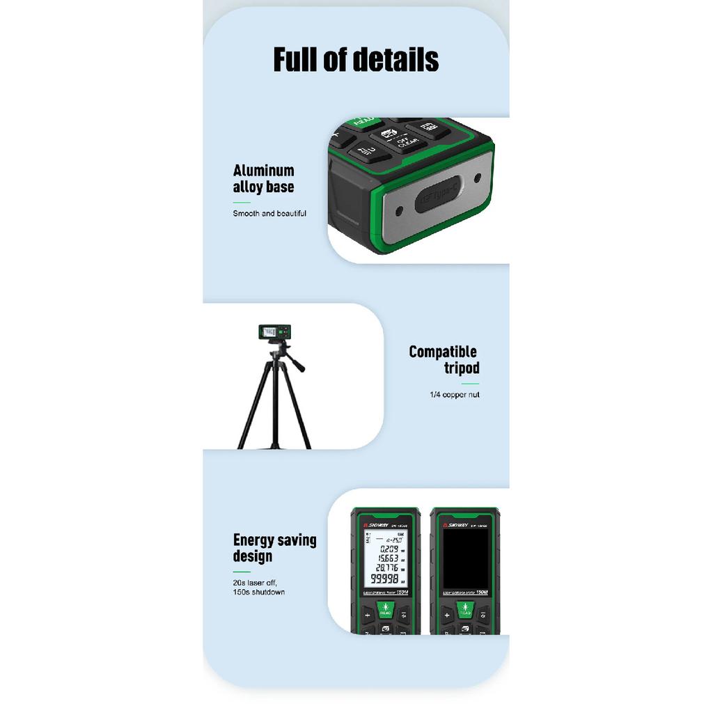 SNDWAY Laser Distance Meter Digital Rangefinder 80M 120M 150M Professional Green Laser Measure Range Finder SW-80GS