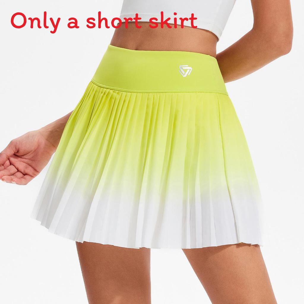 Tennis Skirt Spring Summer Polyester High Waist Pleated Activewear For Women Yellow,S
