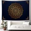 Aesthetic Boho Gold Floral Medallion Tapestry Wall Hanging Bohemian Wall Art Indian Hippie Psychedelic Headboard for Bedroom