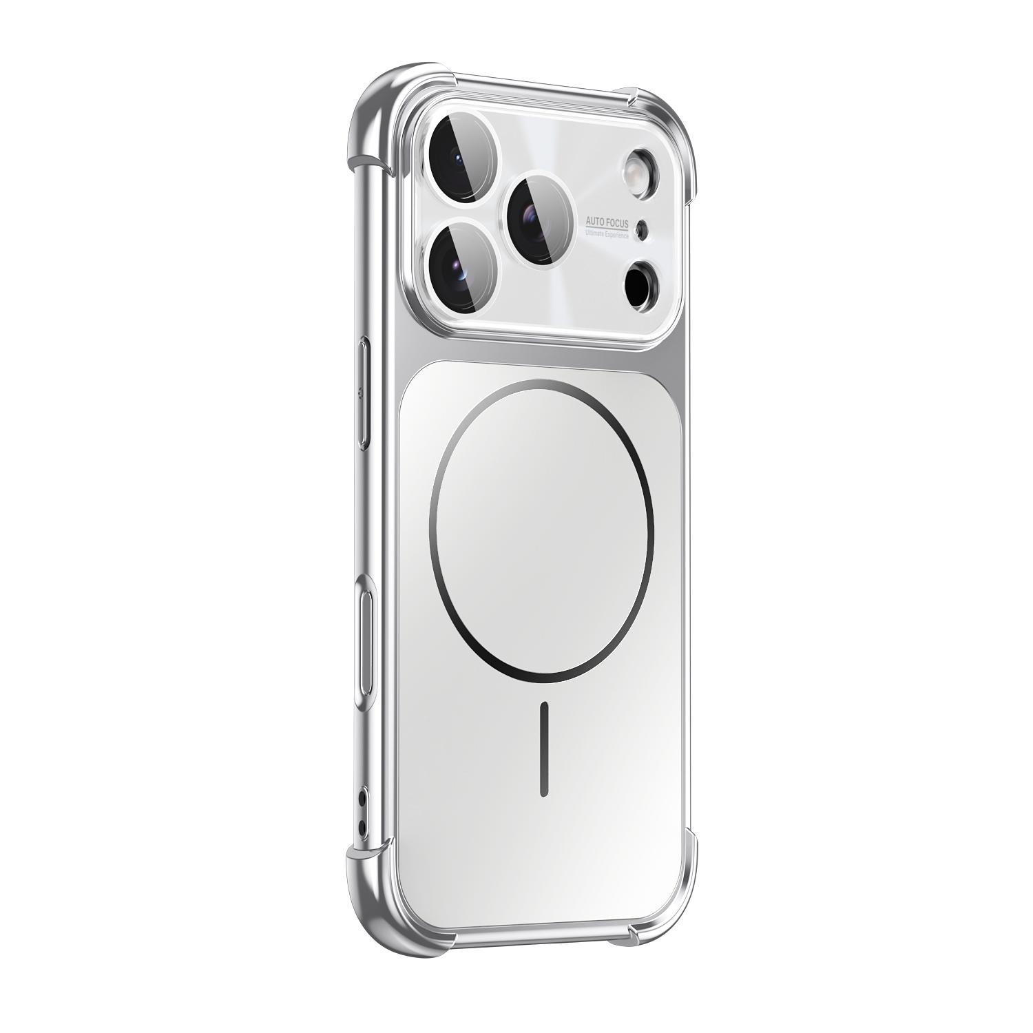 

Luxury Plating Matte for Magsafe Magnetic Phone Case for iPhone 17 16 15 14 13 Pro Max Camera Protector Shockproof Bumper Cover iPhone17 серебряный