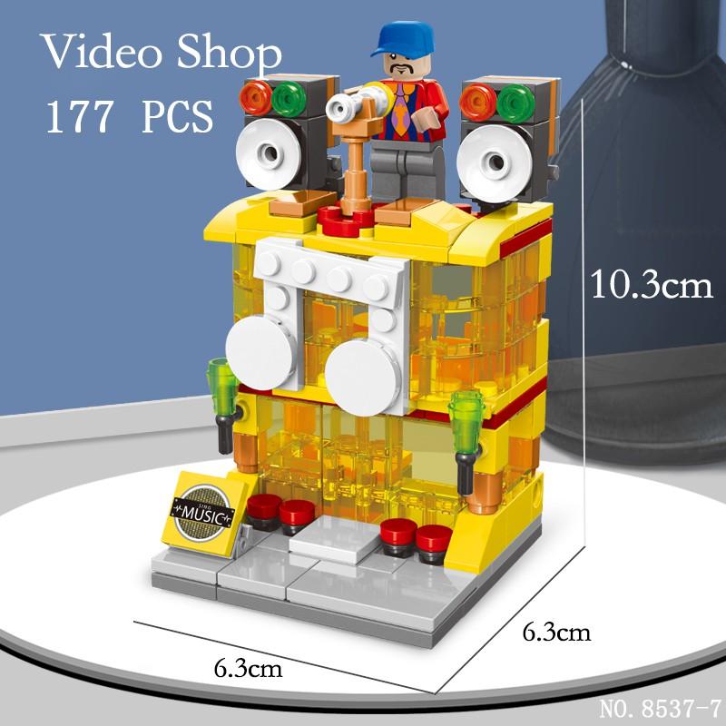 208pcs Mini City Street View Building Blocks McDonald's House Model Building Blocks Compatible with Children's Educational Toys