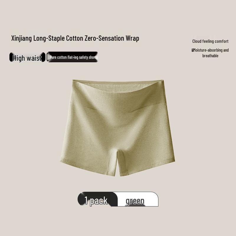 Plus Size Mid-Waist Pure Cotton Women's Safety Underwear: Hip-Hugging, Anti-Chafing Boxer Briefs
