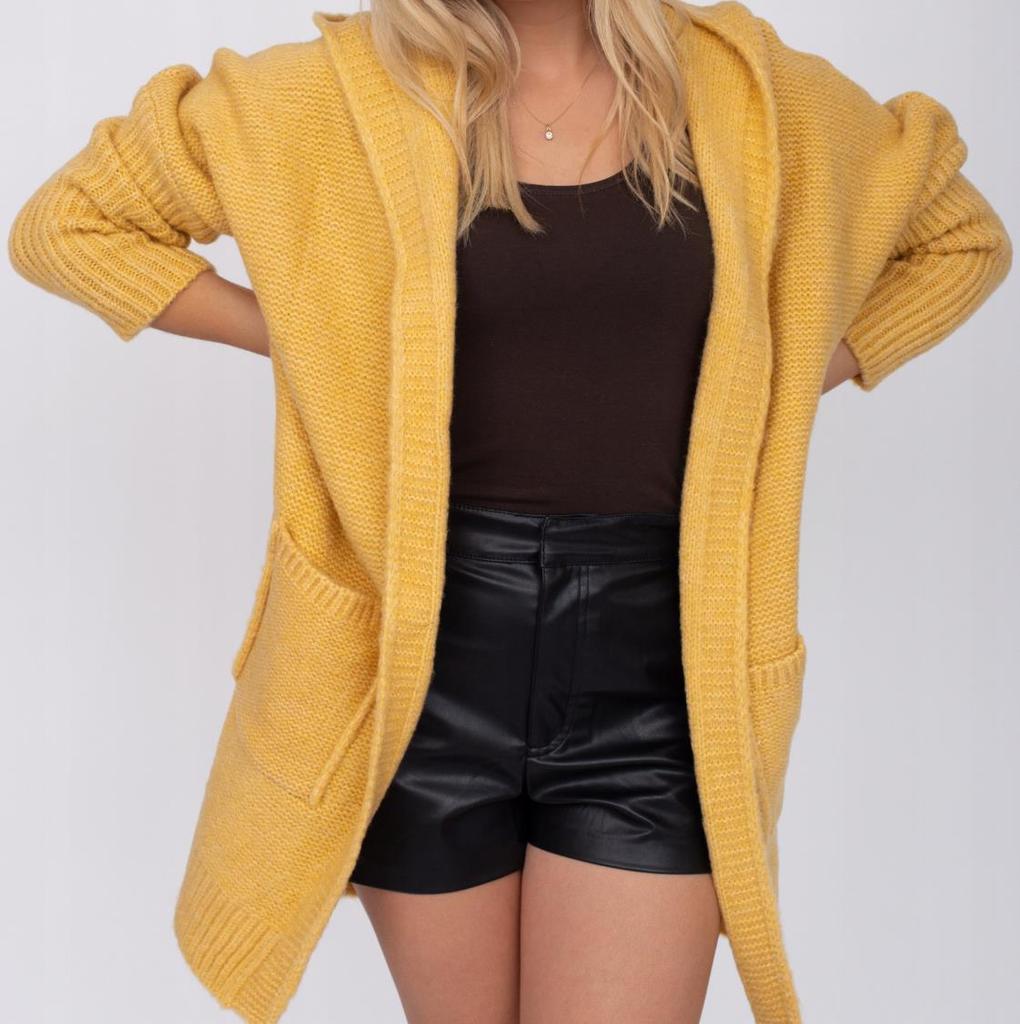 Women's Hooded Patchwork Knit Cardigan with Pockets 2025