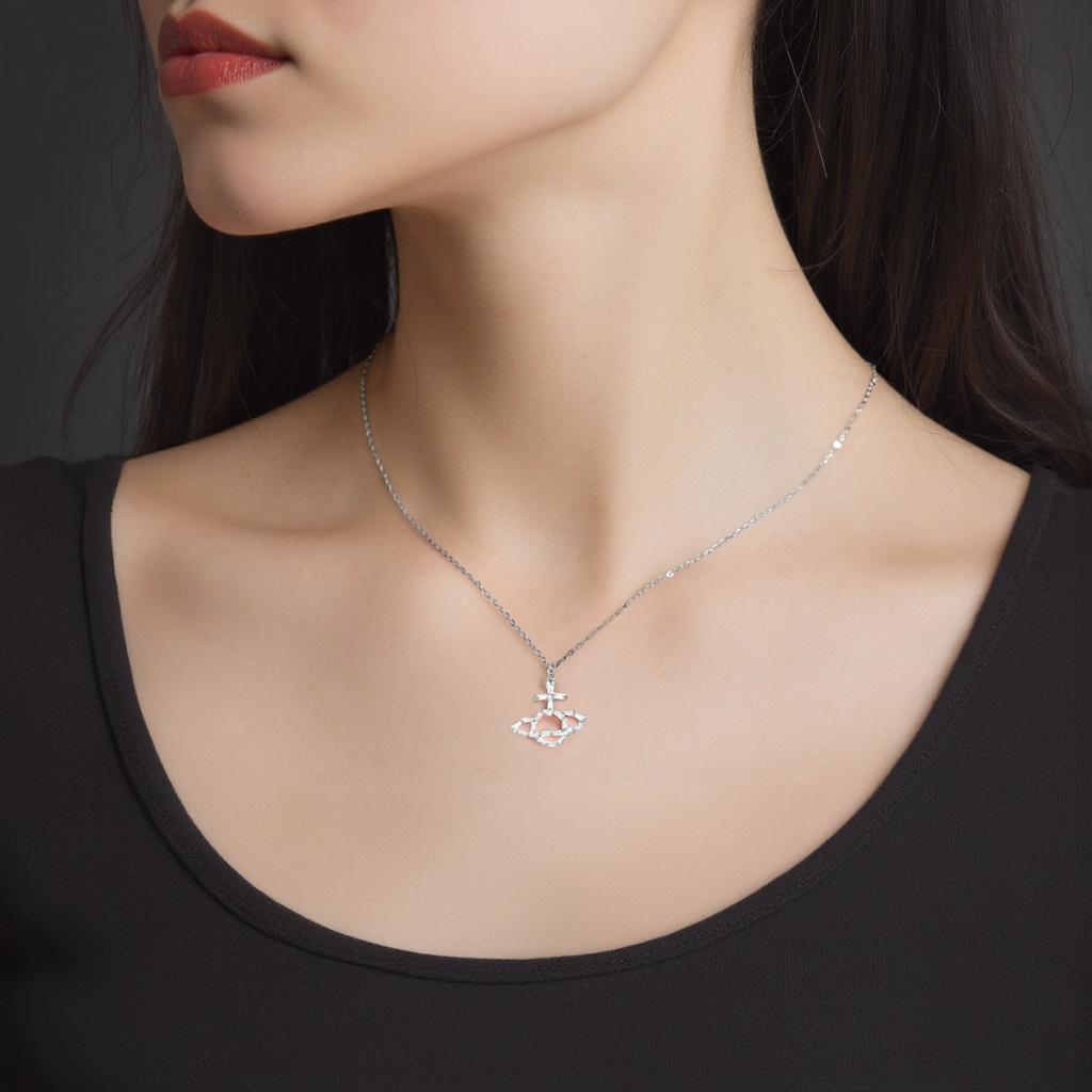 Vivienne Westwood Sphere Pattern Design Necklace Women necklace Silver 630203H1-01P102