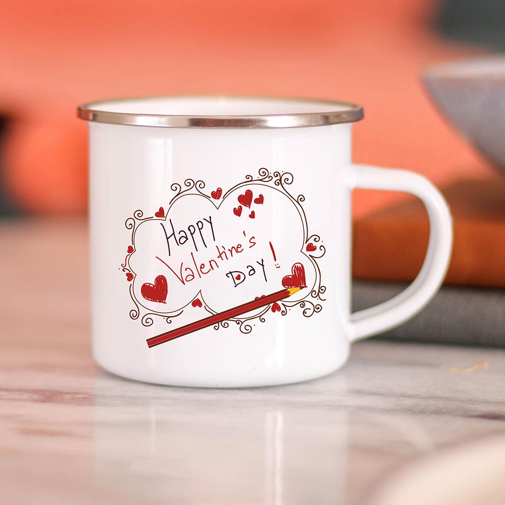 Bride Bridegroom Creative Enamel Coffee Mugs Marry Party Wine Beer Drink Juice Cocoa Cups Lovers Milk Water Mug Valentines Gifts