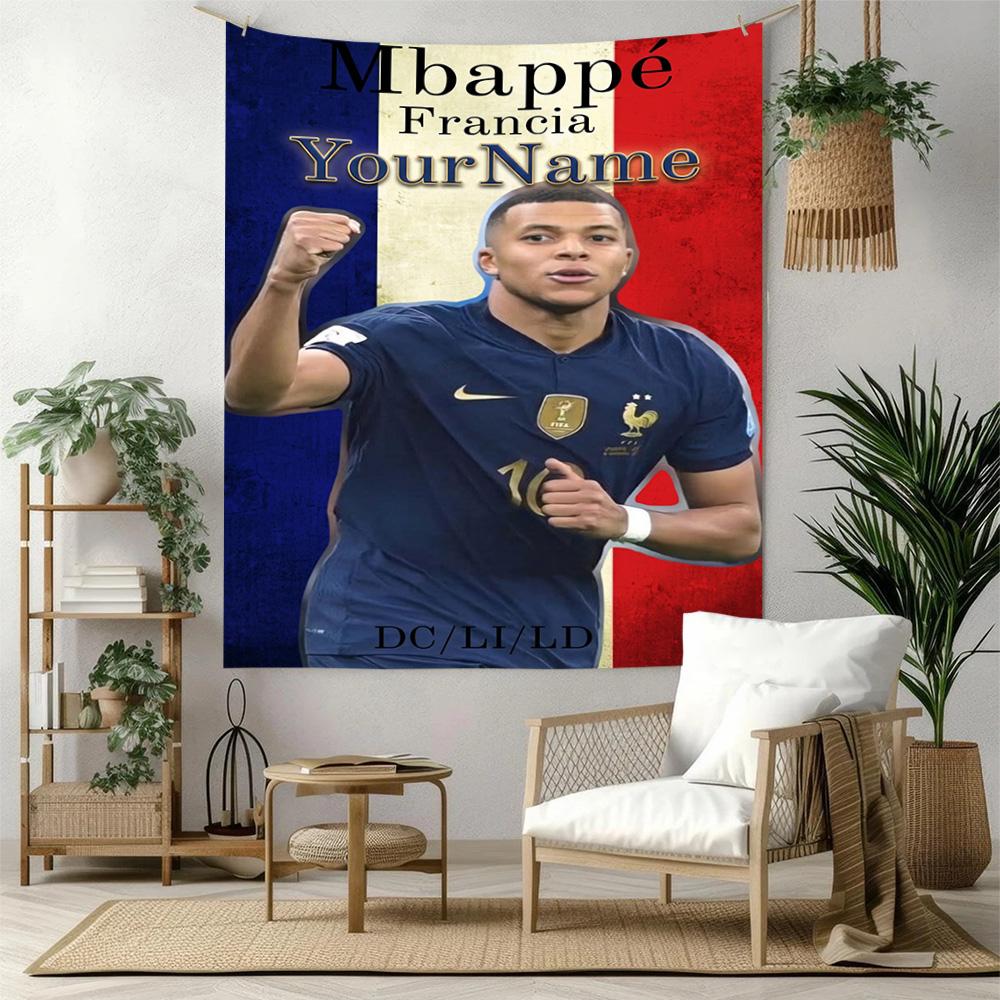 Mbappe Custom Your Name Wall Decor Tapestry Art For Pet Memorial Birthdaywedding Party Backdrop Family Gift