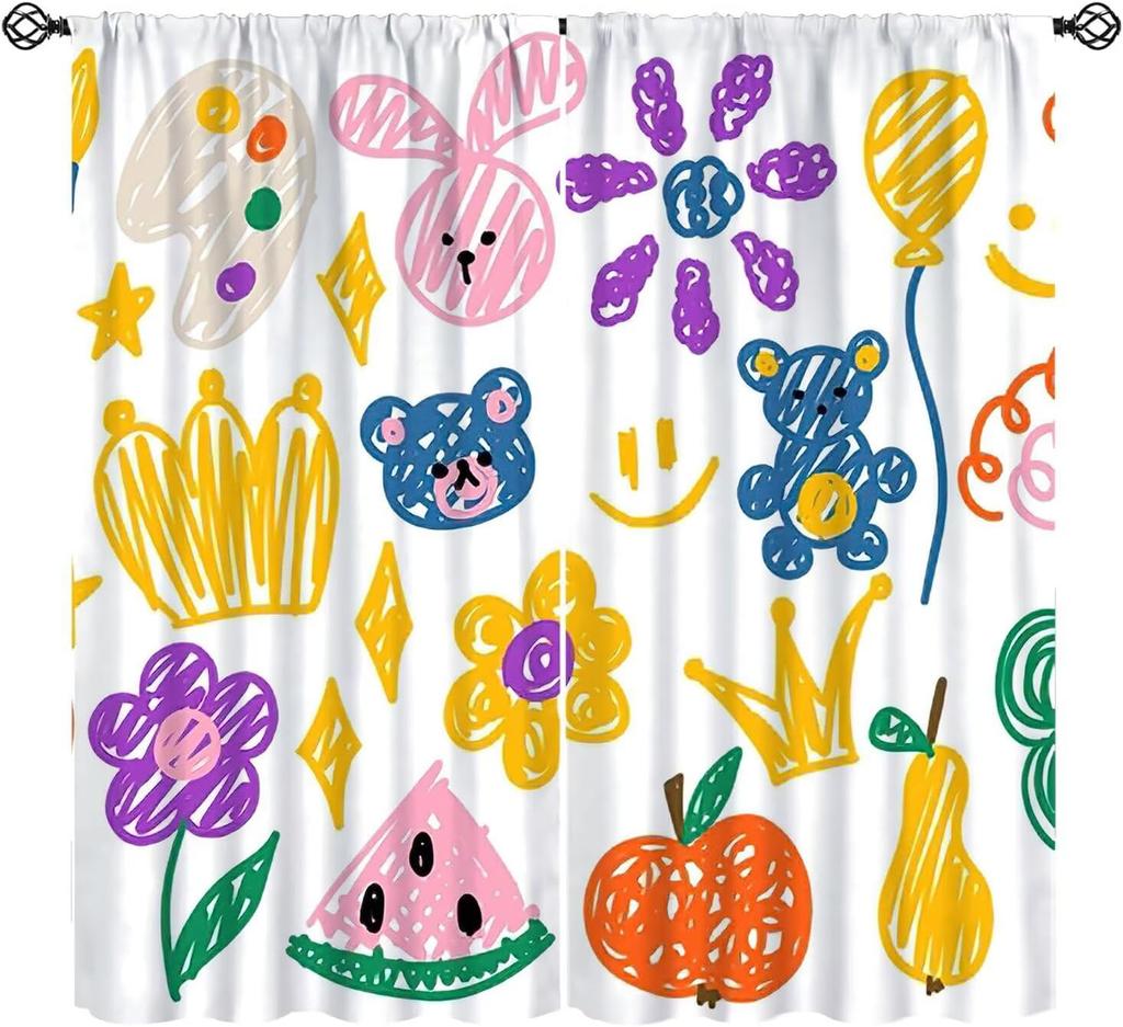 Abc Classroom Curtains Kids Curtains Colorful Cartoon Dinosaur Alphabet Learning Boys Girls Window Treatments Toddler Bedroom