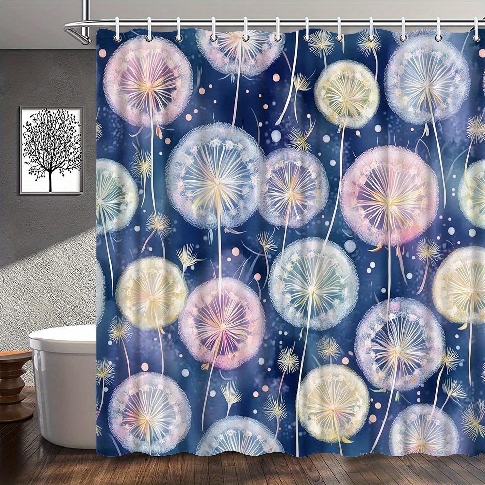 

1pc Dandelion Starry Night Shower Curtain Pastel Watercolor Style Whimsical Bath Decor 12 hooks 70*70 inches W90XH180cm