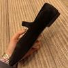 Suede round head one-word buckle with flat ballet shoes Mary Jane shoes women's 2025 new comfortable single shoes grandma shoes
