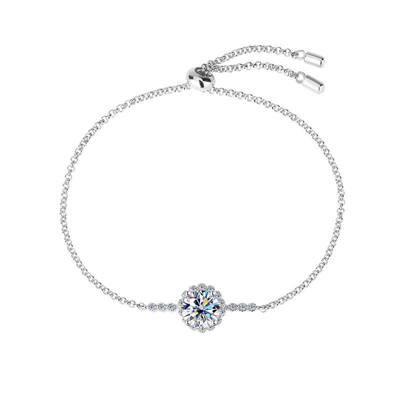 

Sterling Silver Moissanite Daisy Adjustable Bracelet for Women S925 Silver