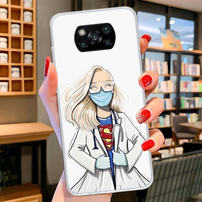 Medicine Nurse Doctor Cover Phone Case For Xiaomi Poco F7 Ultra X7 X6 X5 Pro M7 Redmi 15C 15 13C 13 12C 12 10C 10 9A 9C 9T 9 She