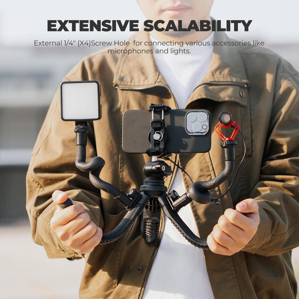 Suporte Tripé Freewell Vlogpod 3K com Suporte para Telefone e Montagem de Sapata Fria com Parafuso Ideal para DSLR e Vlogging Suporta até lbs 1/4" - iPhone, Câmera,