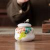 Creative Ceramic Tea Caddy with Landscape and Floral Design Sealed Jar Multi-Functional Storage for Candy Nuts and Coffee Beans
