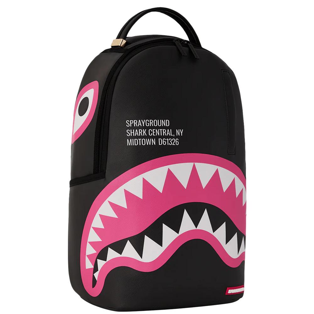 New SPRAYGROUND Shark Mouth PVC Backpacks Men Black/Pink W1035718