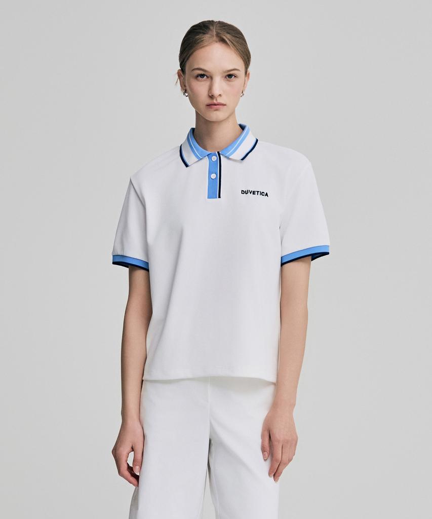 DUVETICA Bolsover (Light Ivory) (Women'S Short-Sleeve Collared T-Shirt)