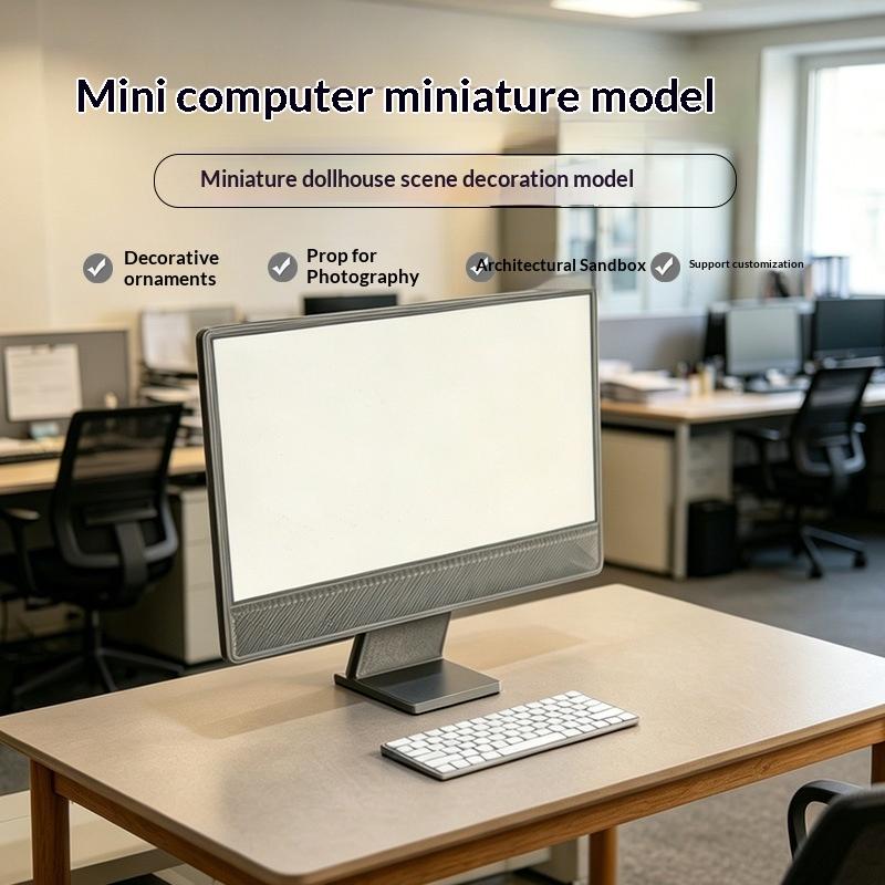 Realistisches Mini-Desktop-Computermodell Lebensechtes winziges PC-Dekor für Puppenhaus Sandtisch Foto Requisiten Kunstschaffungsbedarf
