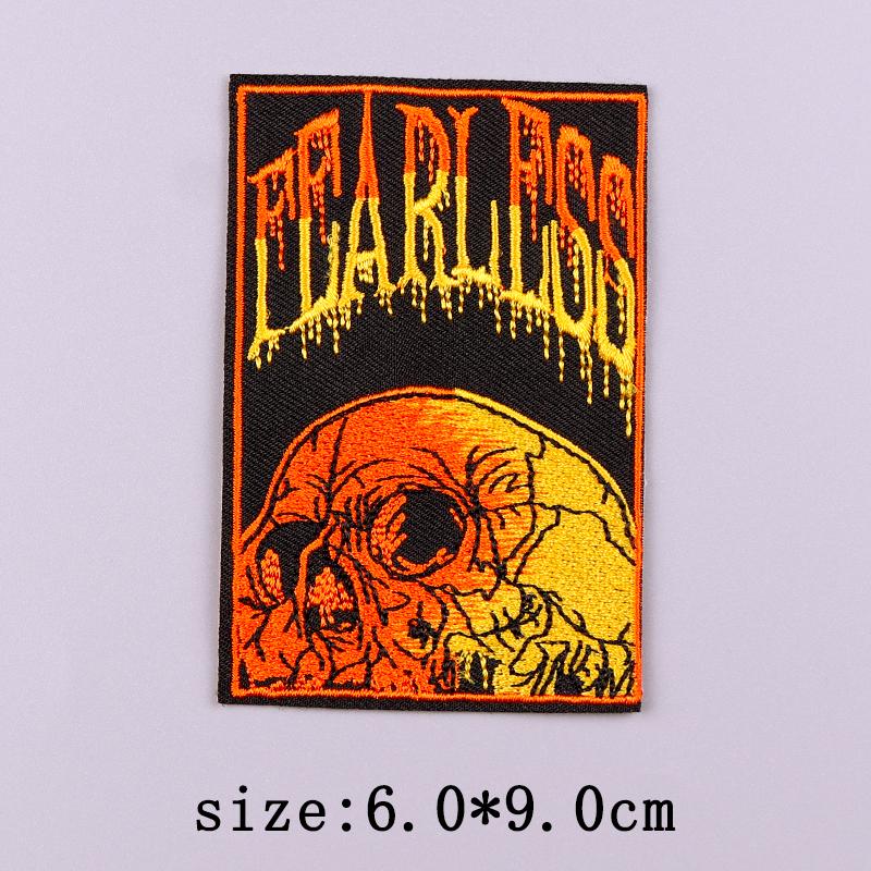 Punk Skull Embroidery Patch Iron On Patches For Clothing Hip Hop Embroidered Patches On Clothes Fusible Patch For Clothes Badges