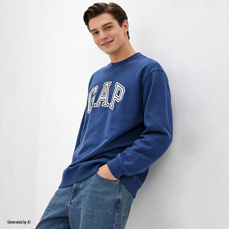 GAP Unisex Logo Patch Loose Long-Sleeve Sweatshirt