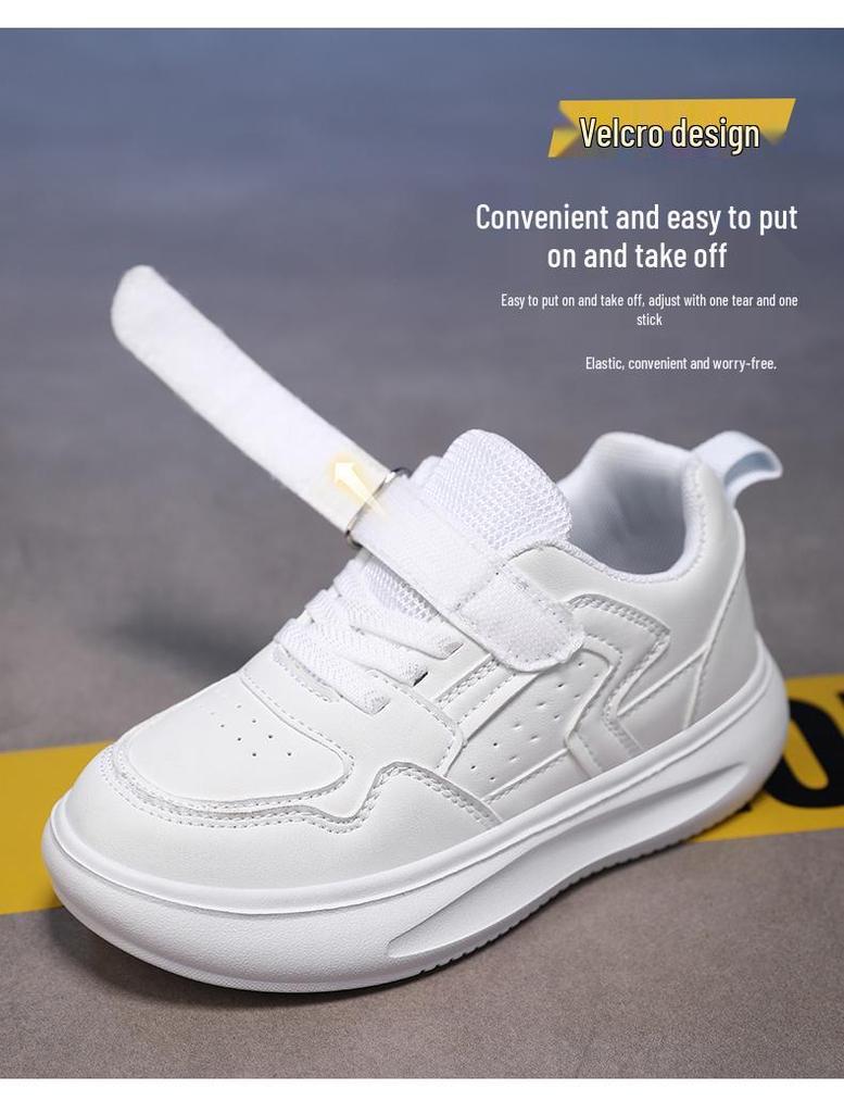 Boys' 2024 White Breathable Campus Sneakers - Casual Autumn Sports Shoes for Kids