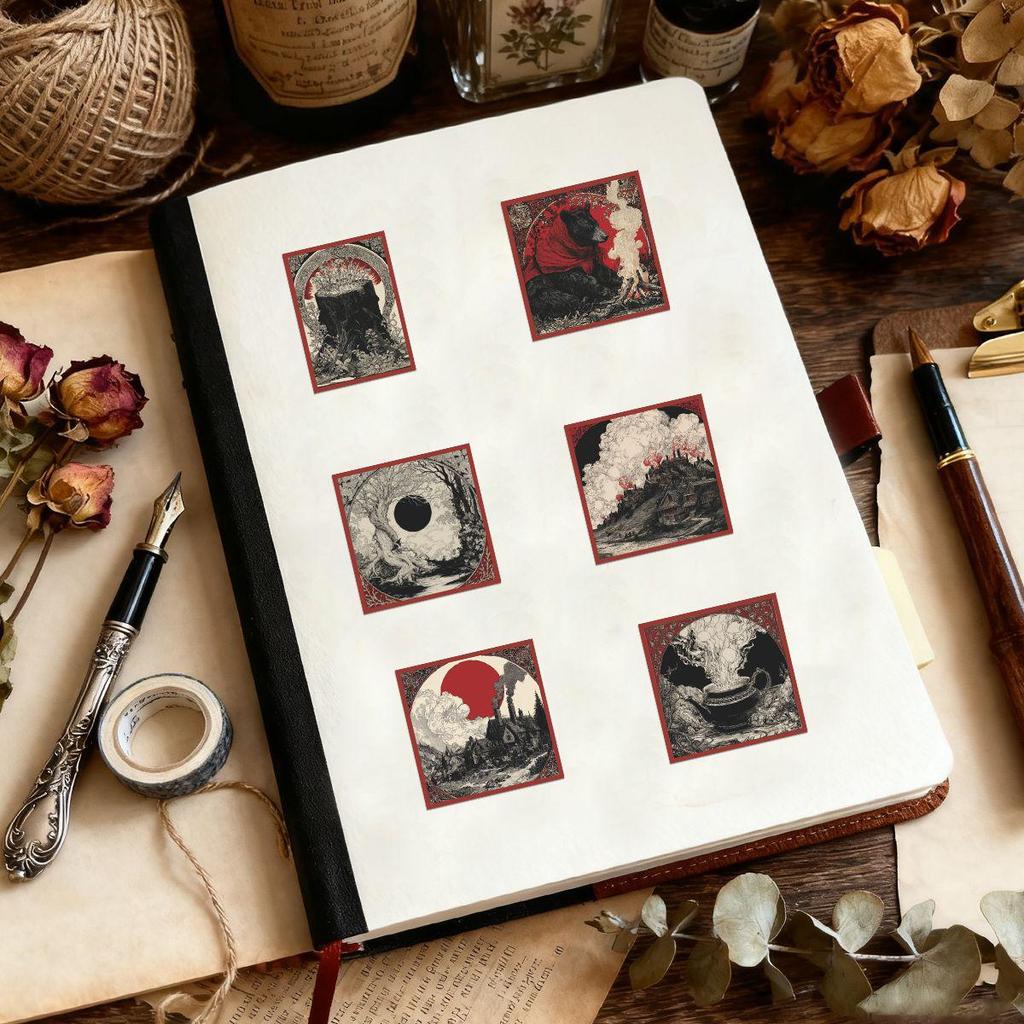 Gothic Cat Tarot Stickers: 40 Dark Doodle Designs for Journal, Phone, or Notebook