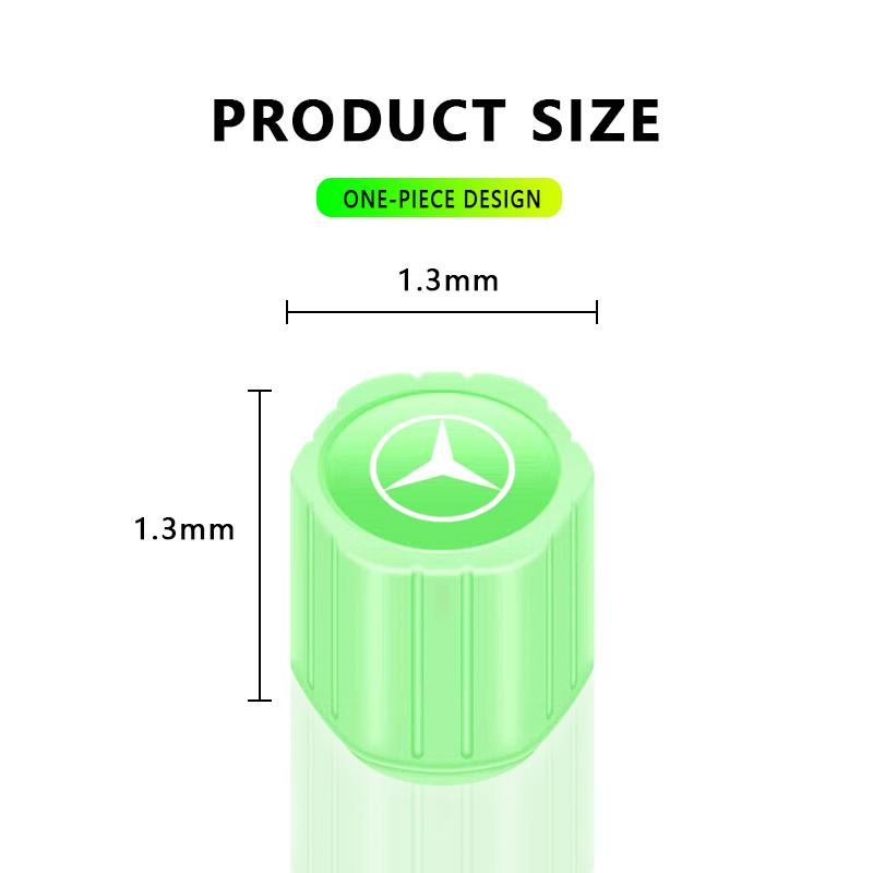 4Pcs Luminous Car Tire Valve Caps Badge Emblem Accessories For Mercedes Benz AMG GLE GLS GLC CLA GLB ML C500 C200 C300 W204 W206 W205 W212 W203