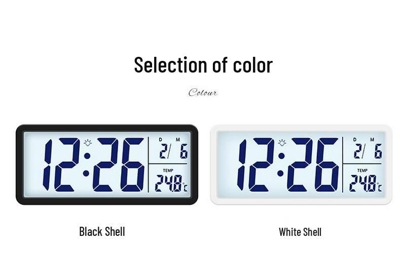 Nordic Large Digital Wall Clock with Temperature/Humidity Display, Silent Operation, and LCD Night Light