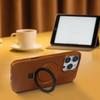 Stand Bracket Genuine Leather Case For iphone 16 Pro Max 16e 15pro 14 13 12 11 Full Wrapped Phone Cases Cover+Magnetic Holder