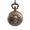 Cartoon Anime Theme Pirates Skull Pattern Quartz Pocket Watch Vintage with Pendant Necklace Men's and Children's Gift