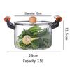 3.5L High Borosilicate Glass Soup Pot with Wood Handle