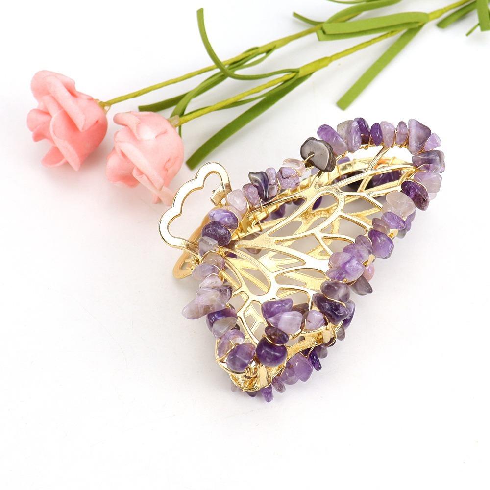 Alloy Hair Clip Crushed Stone Butterfly Crystal Hairpin Fashion Hair Claw  Women E