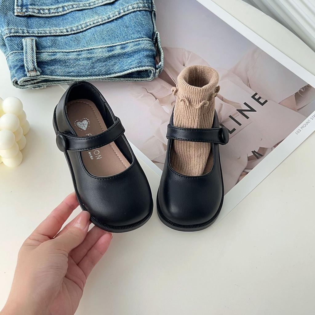 Mädchen-Lederschuhe, schwarze Prinzessinnenschuhe, neue Kinderschuhe mit weicher Sohle, Loafer, Mädchenschuhe, Einzelne Schuhe für kleine Mädchen