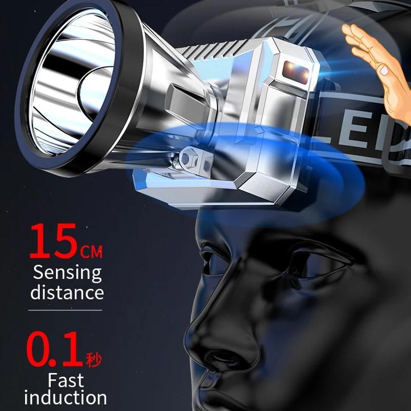 Super Bright Rechargeable Sensor Headlight 1200mAh High Power Headlamp Waterproof Emergency Fishing Camping Lantern Head Torch