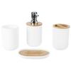 Sada 4dílných koupelnových doplňků Bambusový vodotěsný dárkový kelímek na zubní kartáček Krabička na mýdlo pro domácí hotel