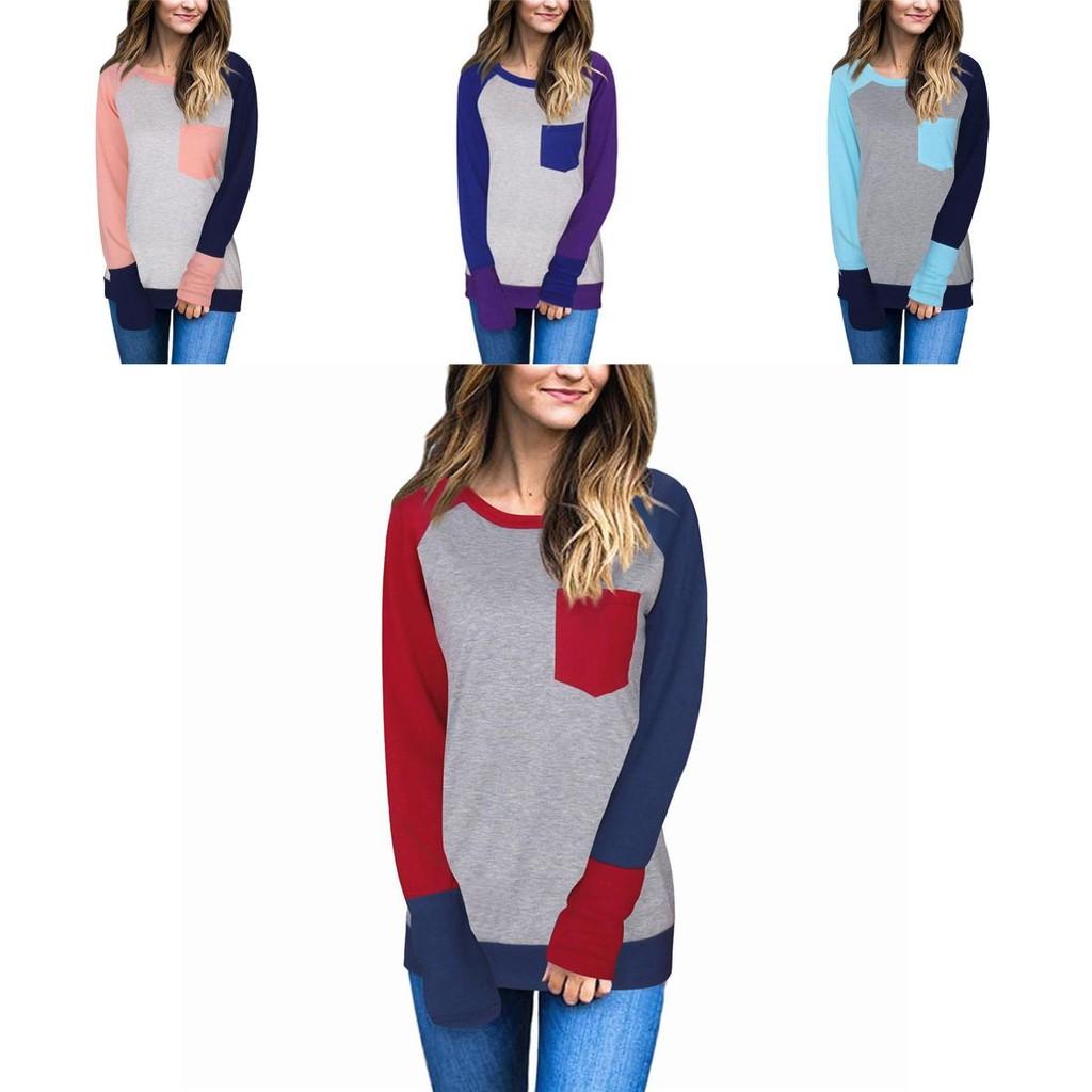 Elegant Autumn Womens Tshirt Featuring Round Neck And Colorful Long Sleeves