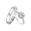 Sterling Silver Platinum-Plated Gold Diamond Inlaid Unisex Matching Rings - Light Luxury High-End Open Design