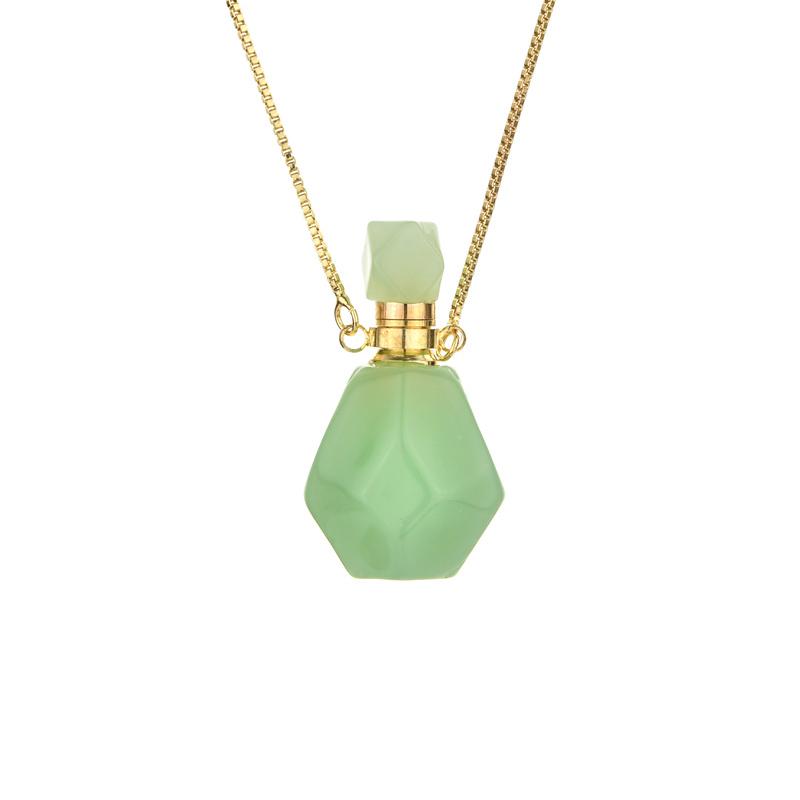 Crystal Perfume Bottle Pendant Necklace Aromatherapy Essential Oil Natural Stone Perfume Bottle Pendant Necklace