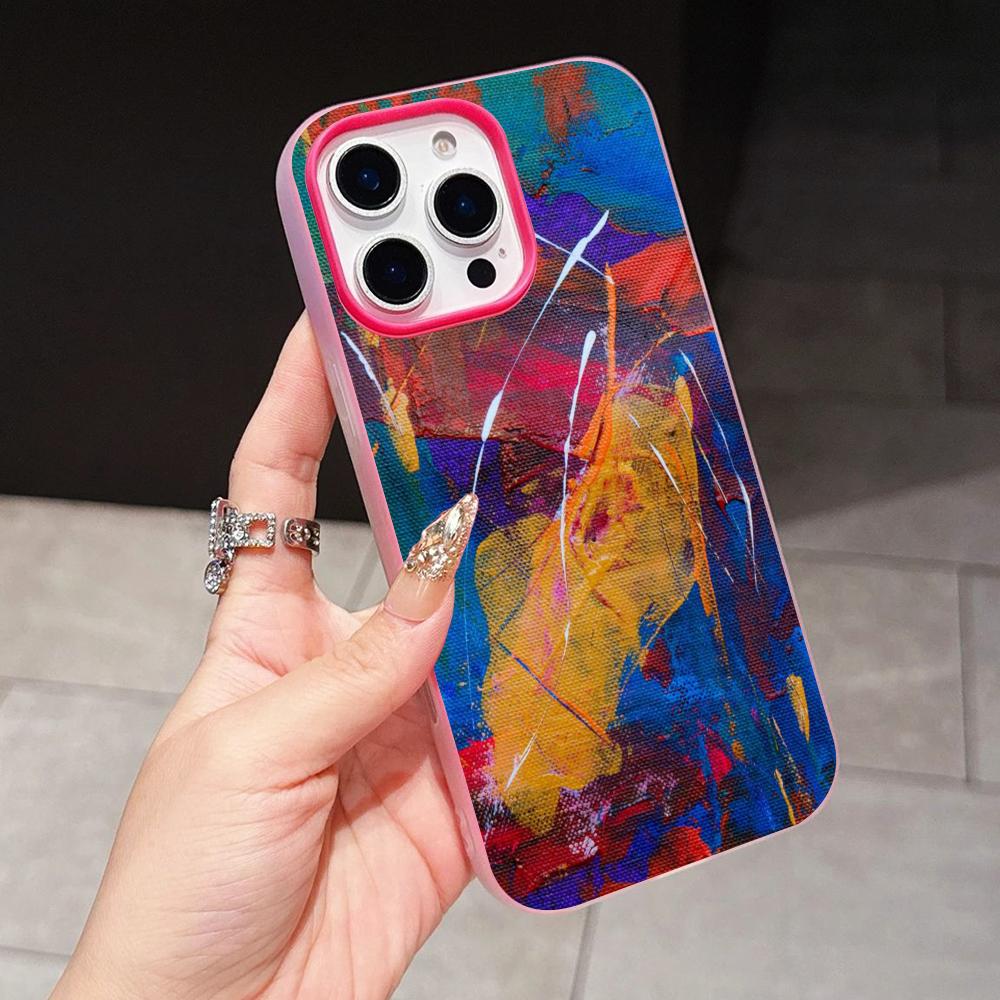 

Abstract Oil Painting Phone Case for iPhone 17 16 15 14 13 12 11 Air Pro Max Plus Jelly Double layer Rose Red Cover iPhone 11