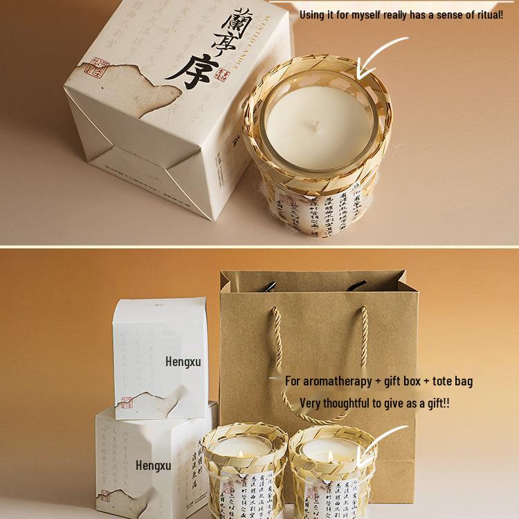 Lantingji Xu Fragrance Candle Set: New Chinese Style Aroma Gift Box with Glass Cup Wax Souvenir