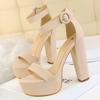 Women Ankle Strap High Thick Heel Sandals Covered Heel Platform Summer Sandals for Office Nightclub Party Pub Banquet Catwalk OL
