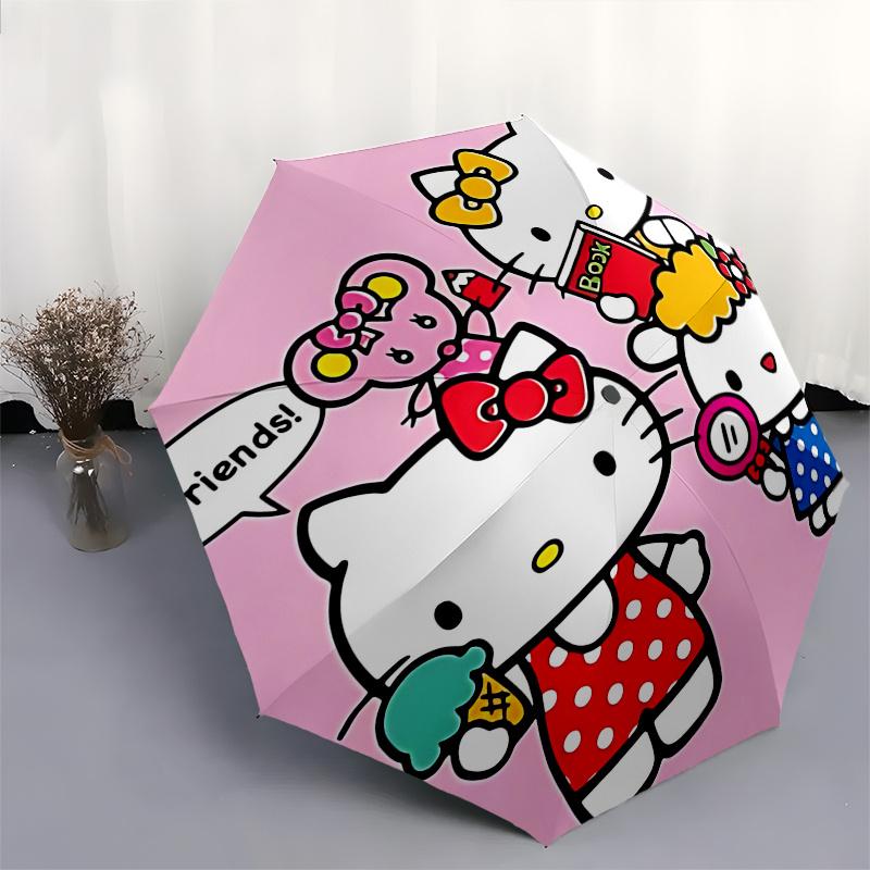 1pc Hello Kitty Automatic Opening/Closing Umbrella with Convenient Three-Fold Design, 8-Bone Iron Frame, Outdoor Umbrella, Ideal Gift for Fans, Travel