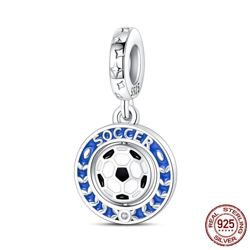 Compatible With Authentic Original Bracelets and 3MM Bracelets Do It Yourself European Football Charm Bead Components 100% Copper Metal High Quality
