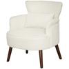 Modern Armchair, Upholstered Accent Chair with Lumbar Cushion, Rubberwood Legs, Cream White