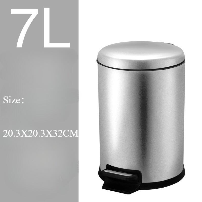 Stainless Steel Trash Can Toilet Waste Bins Kitchen Round Large Luxury Litter Bin Household Food Garbage Disposal Container