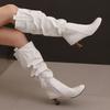 Yellow Pink Women Knee High Boots High Heel Big Size 50