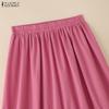 ZANZEA Women Casual Elastic Waist Loose Long Skirts