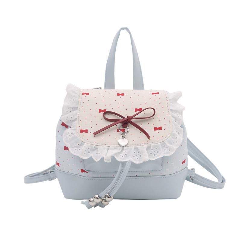 Fashion Girl Pu Small Handbag With Lace Trim For Daily Casual Use