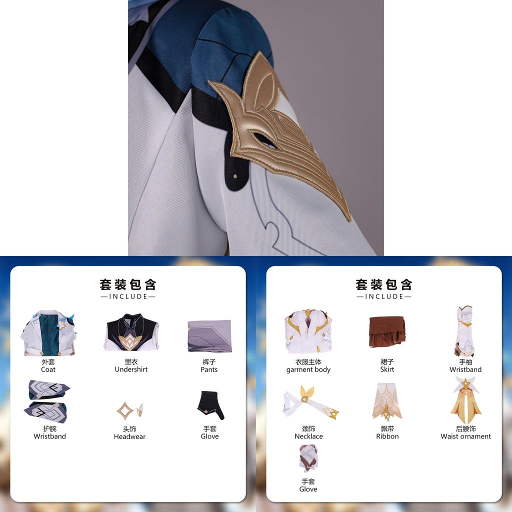 Disfraz Cosplay de Lumine Aether de Genshin Impact con Tejido de Poliéster para Role Play de Anime