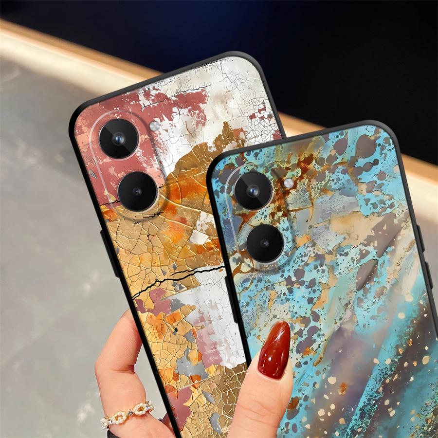Retro Rust Marks Case for Realme C25 C21 C33 C35 C53 C55 GT Master Neo2 12 14 C15 C12 Nazro 50 50i P3 Ultra 11 Pro Phone Cover