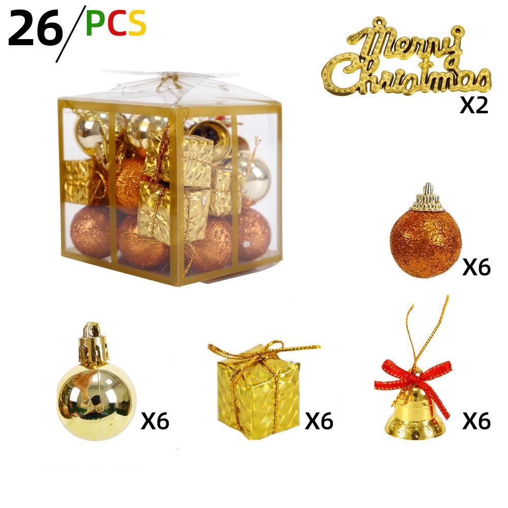 

26pcs Mini Christmas Tree Hanging Gifts Box Glitter Xmas Tree Hanging Ornament New Year золотой